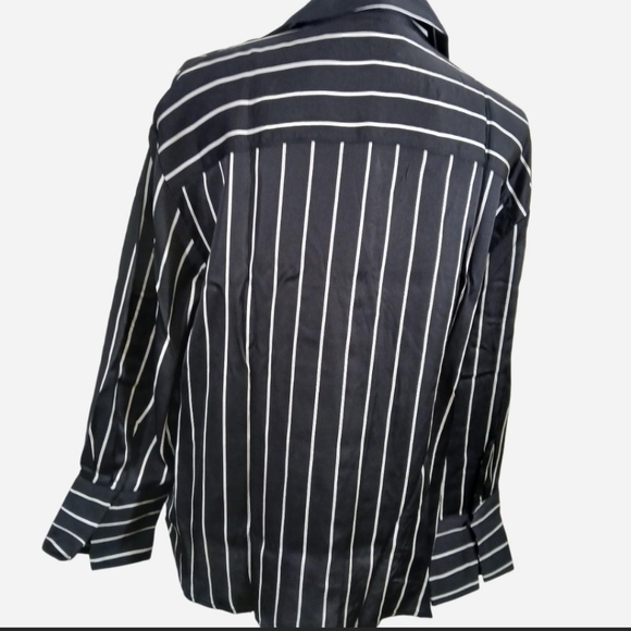 NEW The GAP Relaxed Black And White Striped Button Down Shirt Top Blouse Large P - Picture 4 of 6